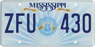 MS license plate ZFU430