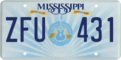 MS license plate ZFU431