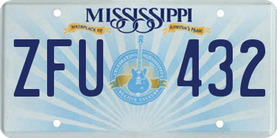 MS license plate ZFU432