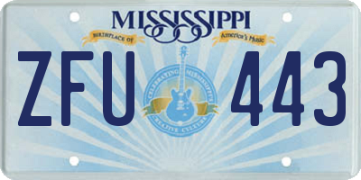 MS license plate ZFU443