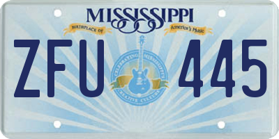 MS license plate ZFU445