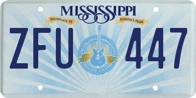 MS license plate ZFU447