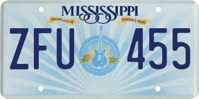 MS license plate ZFU455