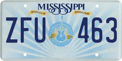 MS license plate ZFU463