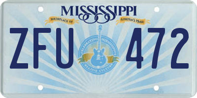 MS license plate ZFU472