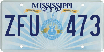 MS license plate ZFU473