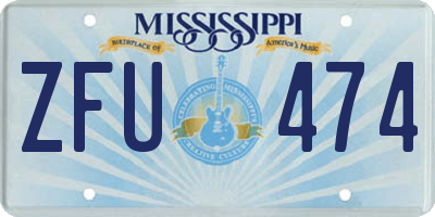 MS license plate ZFU474