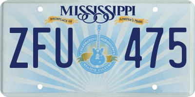 MS license plate ZFU475