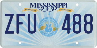 MS license plate ZFU488