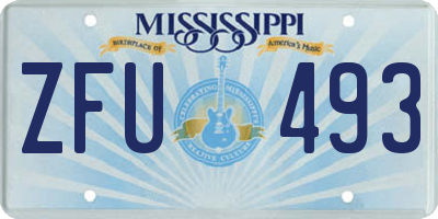 MS license plate ZFU493
