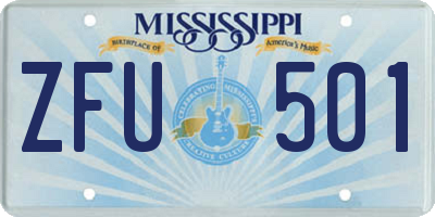 MS license plate ZFU501