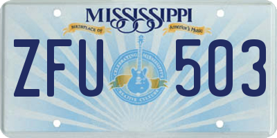 MS license plate ZFU503