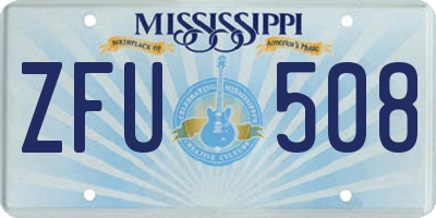 MS license plate ZFU508