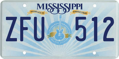 MS license plate ZFU512