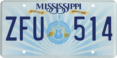 MS license plate ZFU514