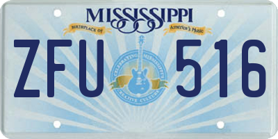 MS license plate ZFU516