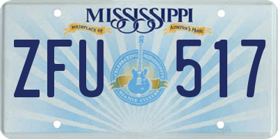 MS license plate ZFU517