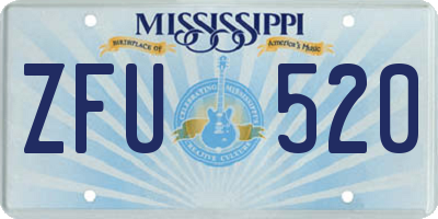 MS license plate ZFU520