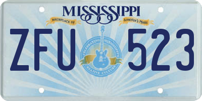 MS license plate ZFU523