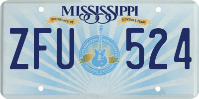 MS license plate ZFU524