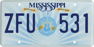 MS license plate ZFU531