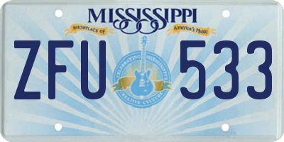 MS license plate ZFU533