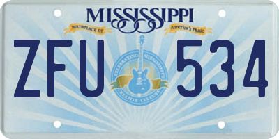 MS license plate ZFU534