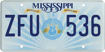 MS license plate ZFU536