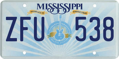 MS license plate ZFU538