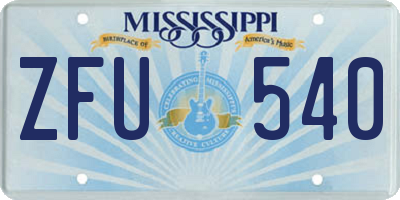 MS license plate ZFU540