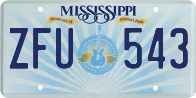 MS license plate ZFU543