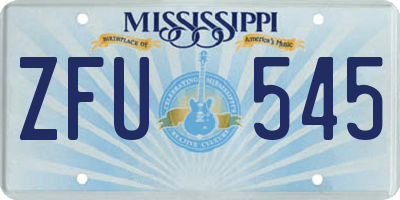 MS license plate ZFU545