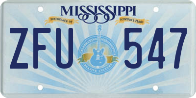 MS license plate ZFU547