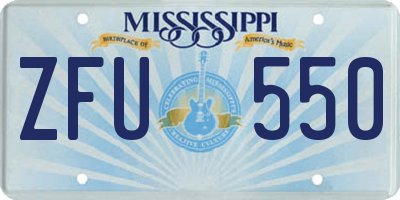 MS license plate ZFU550