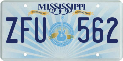 MS license plate ZFU562