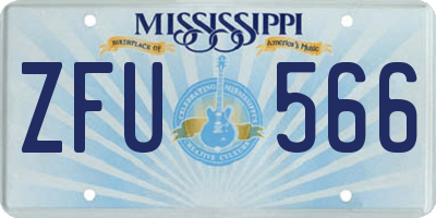 MS license plate ZFU566