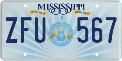 MS license plate ZFU567