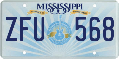 MS license plate ZFU568