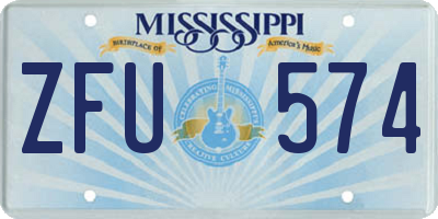 MS license plate ZFU574