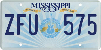 MS license plate ZFU575