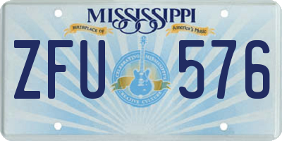 MS license plate ZFU576