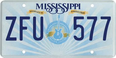 MS license plate ZFU577