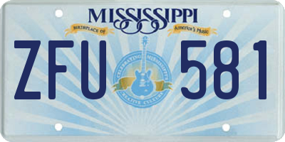 MS license plate ZFU581