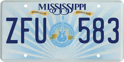 MS license plate ZFU583