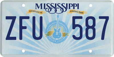 MS license plate ZFU587