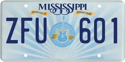 MS license plate ZFU601
