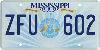 MS license plate ZFU602