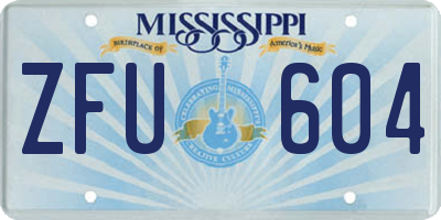 MS license plate ZFU604