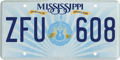 MS license plate ZFU608