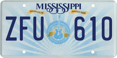 MS license plate ZFU610